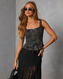 Rielle Lace Up Peplum Top