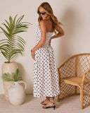 Kristena Drop Waist Polka Dot Midi Dress