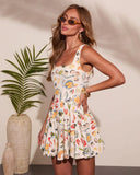 Sun Bliss Tropical Novelty Print Mini Dress