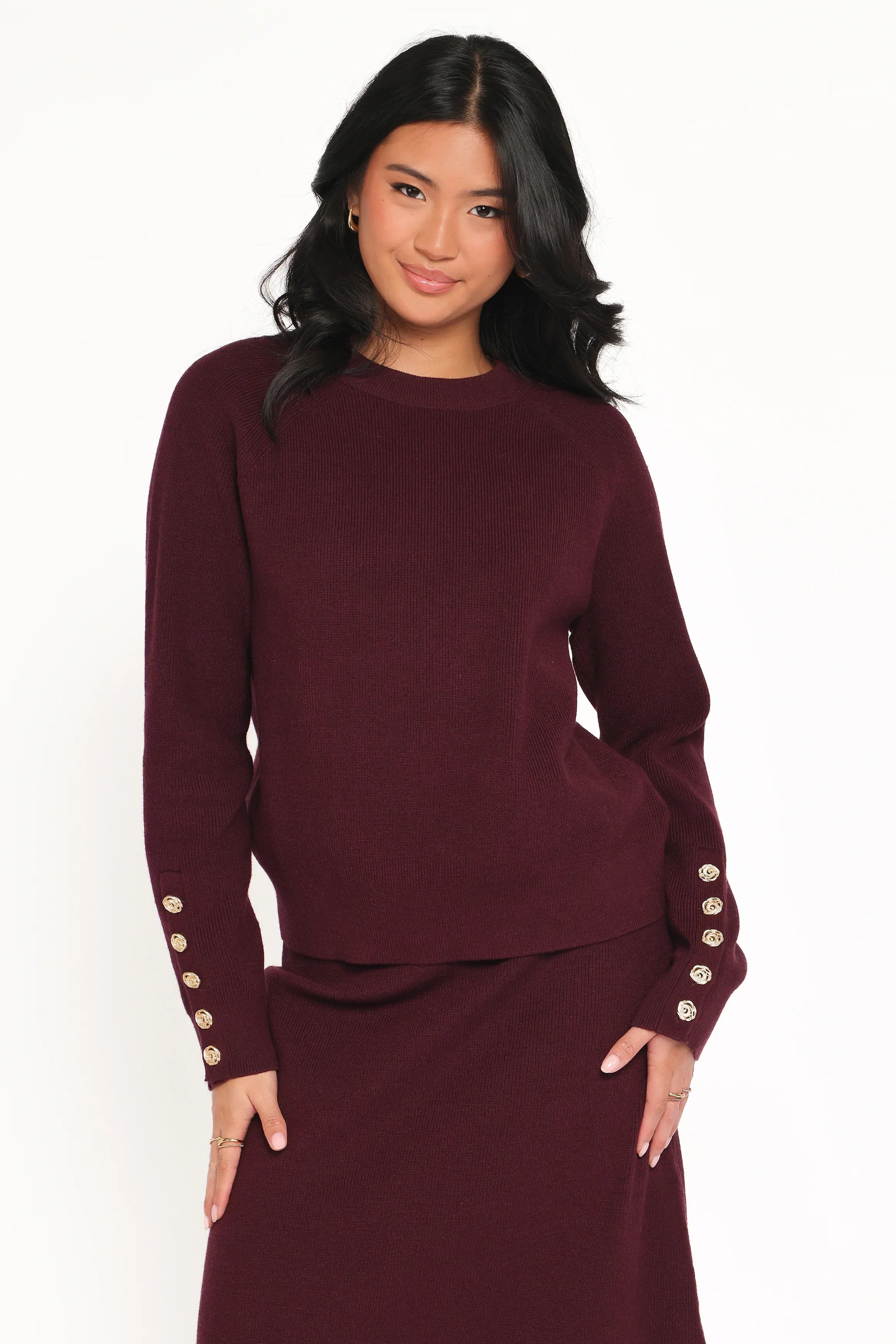 Bridget Maxi Skirt Sweater Set Maroon