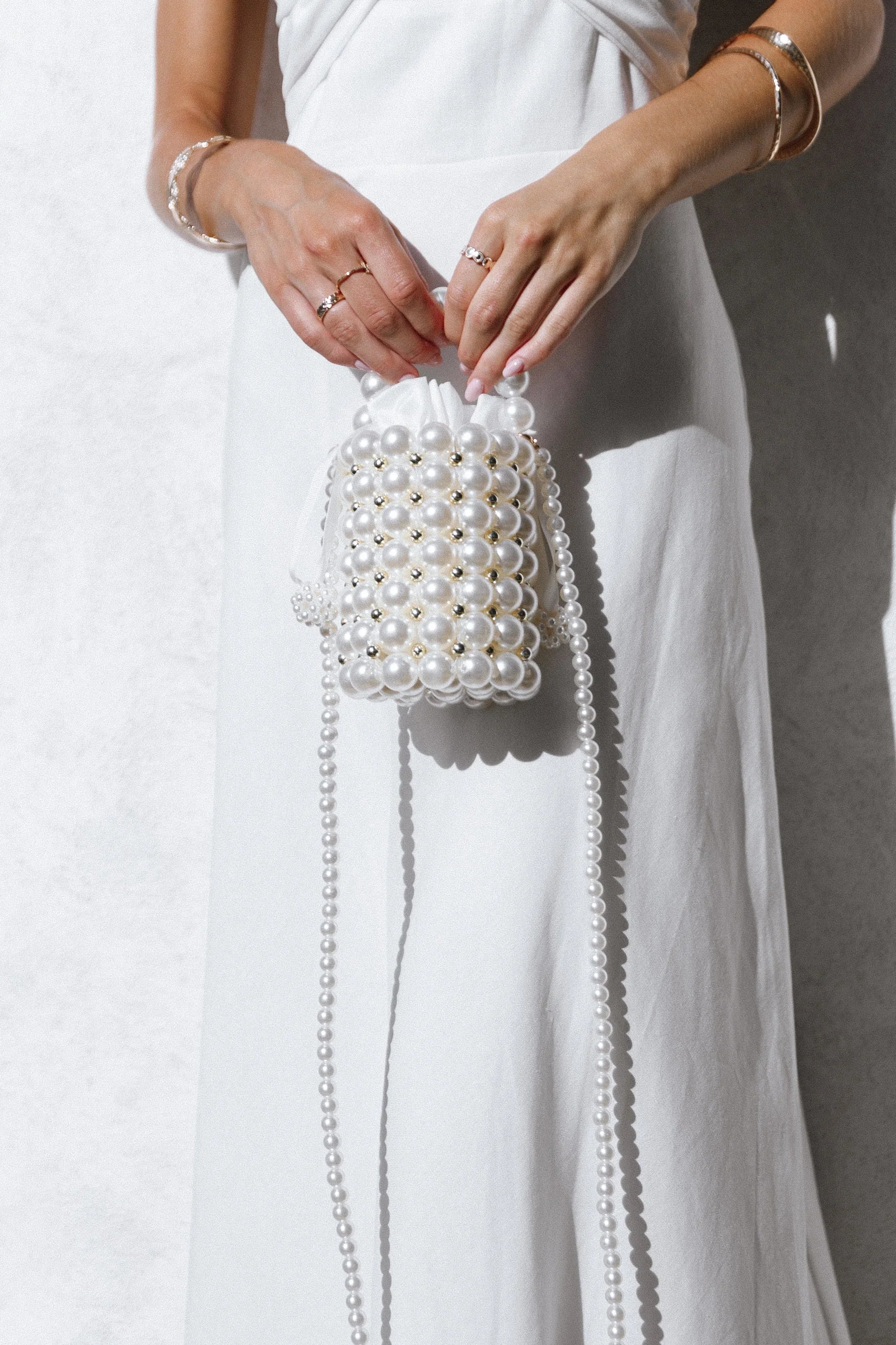 Eleanor Beaded Bag Pearl