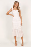 Sierre Ruched Midi Dress White