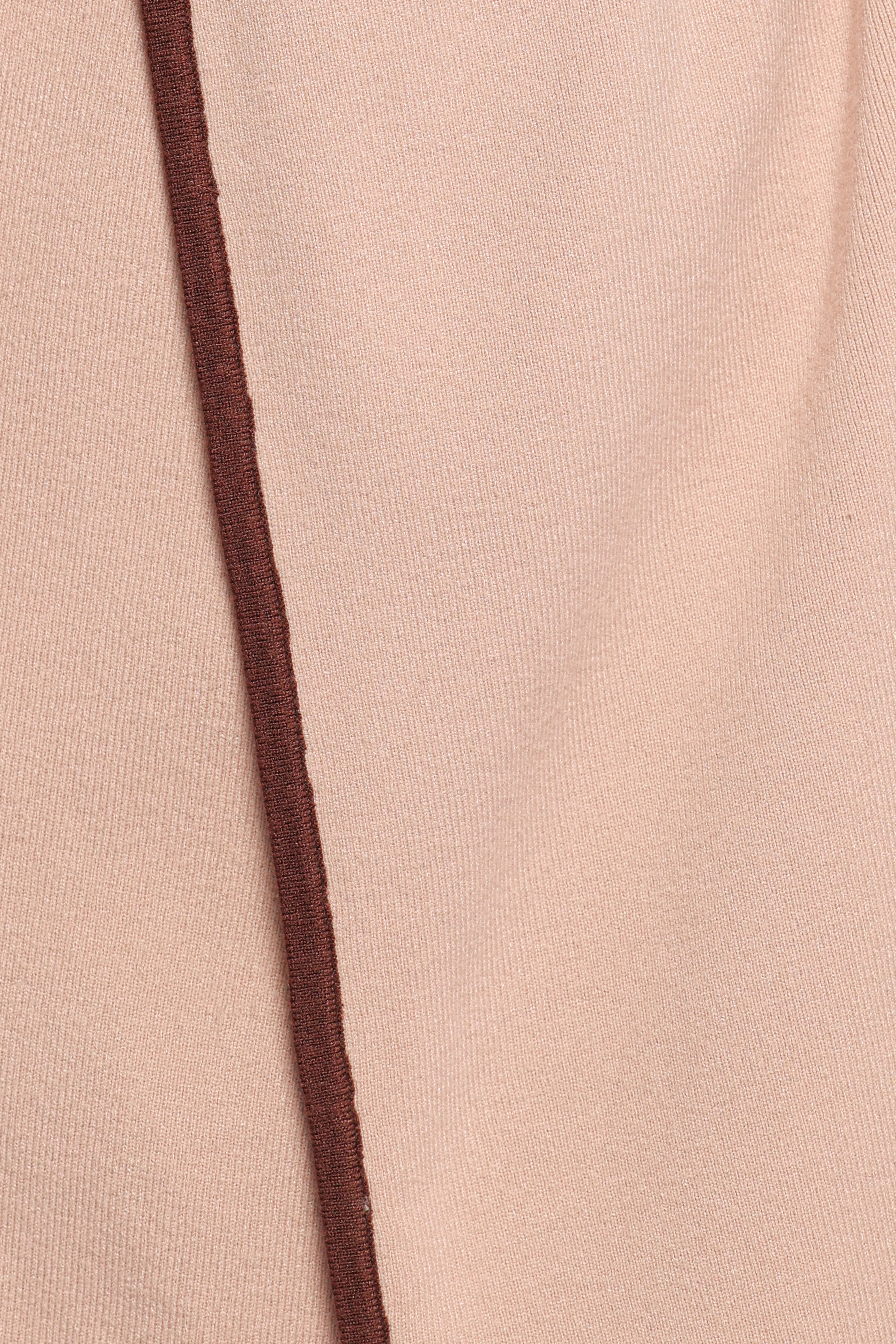 Vallis Contrast Trim Long Cardigan Beige