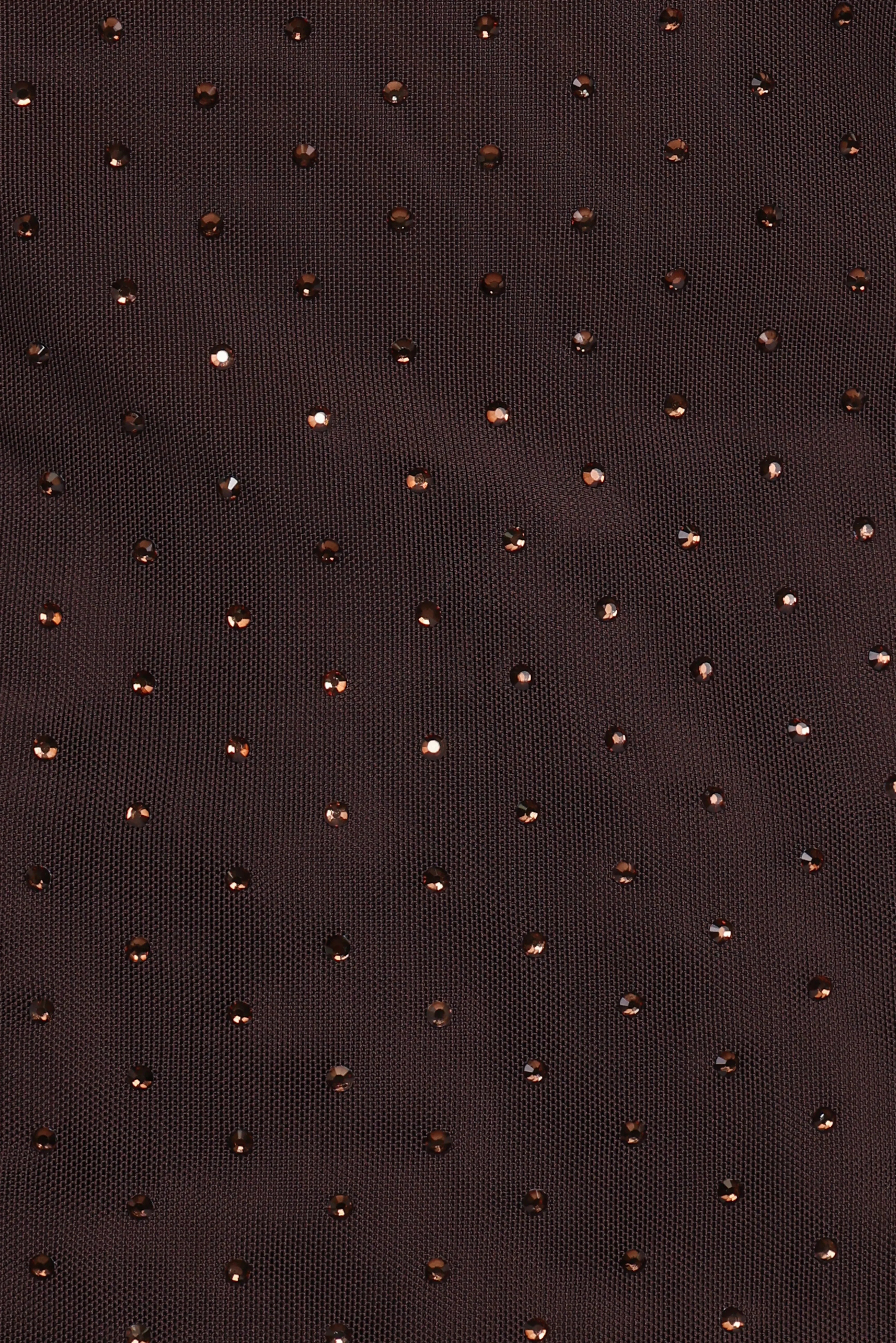 Alejandra Embellished Mesh Top Dark Chocolate