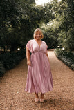 Nova Flutter Sleeve Midi Dress Dusty Rose