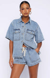 Denim Daydream Button Up Shirt Mid Blue