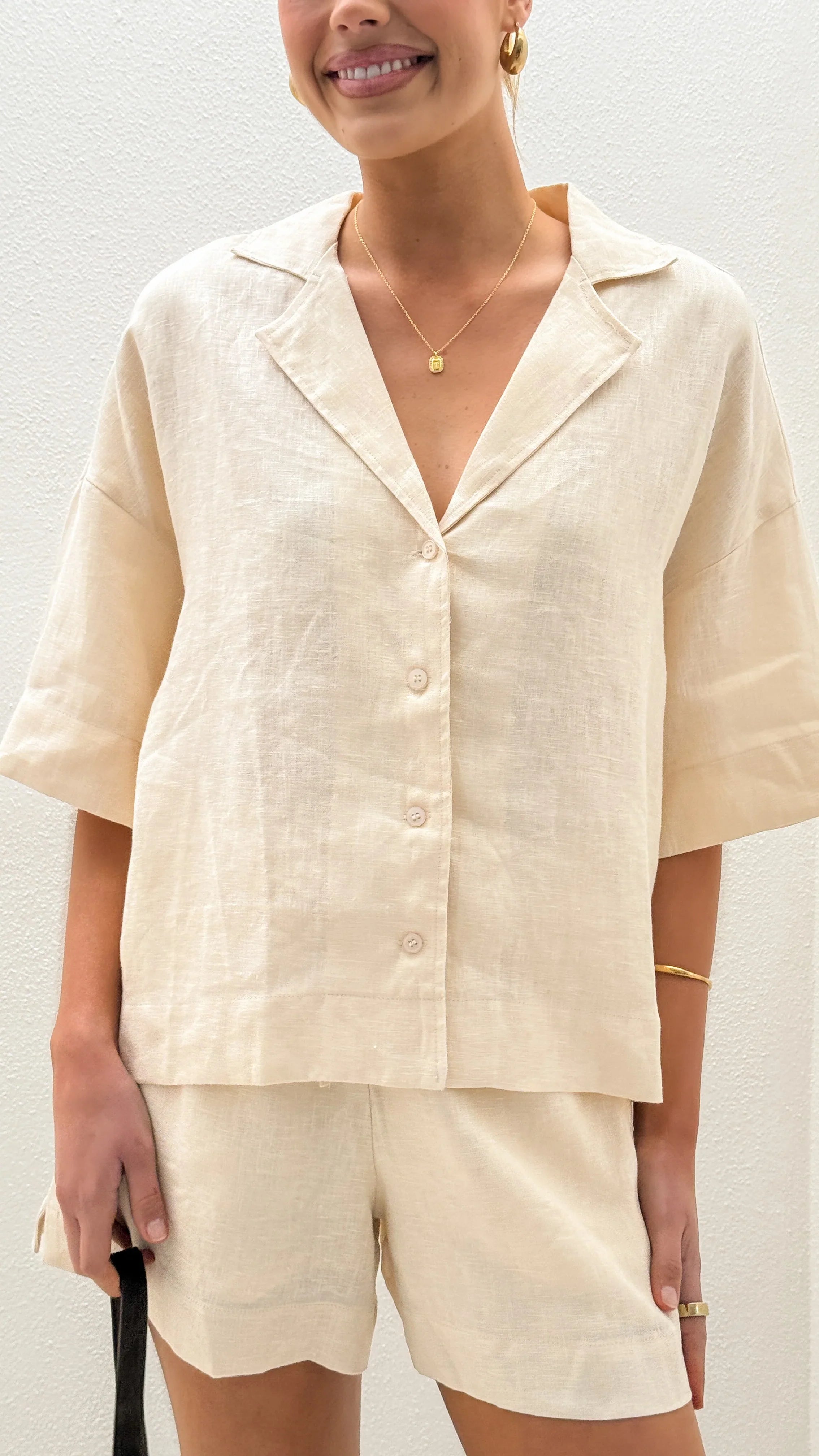 Luna Button Up Shirt Natural