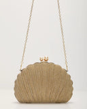 Remmi Textured Metallic Shell Clutch