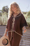 Dalton Tie Top Brown Cream