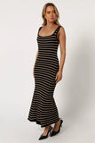 Henry Striped Midi Dress Black Beige