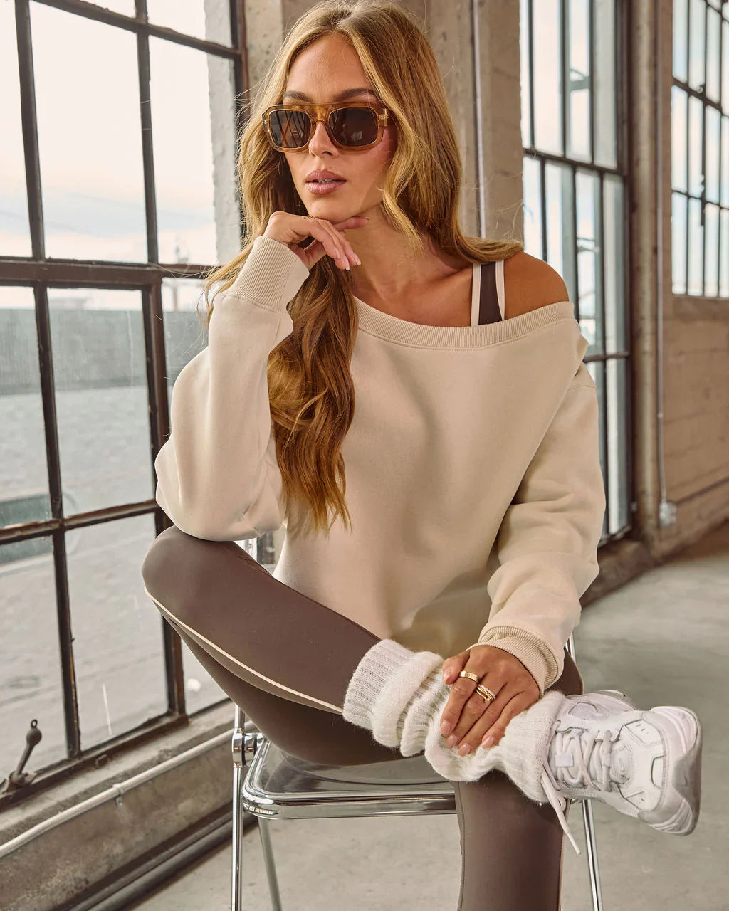 Empower Luxe Off The Shoulder Sweatshirt