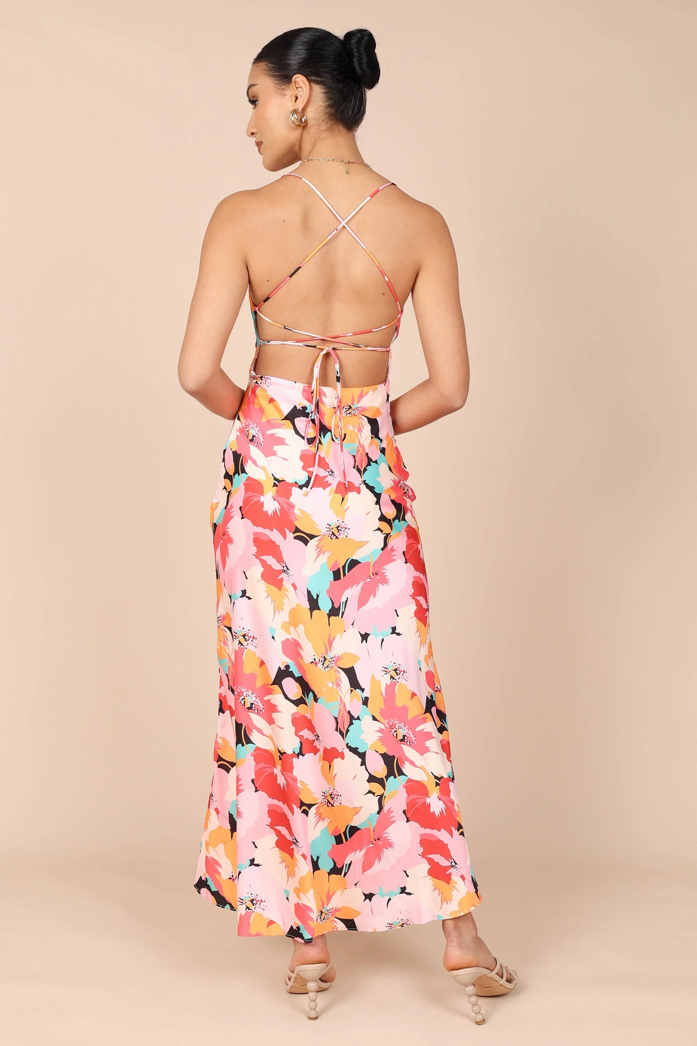 Posse Midi Slip Dress Pink Floral
