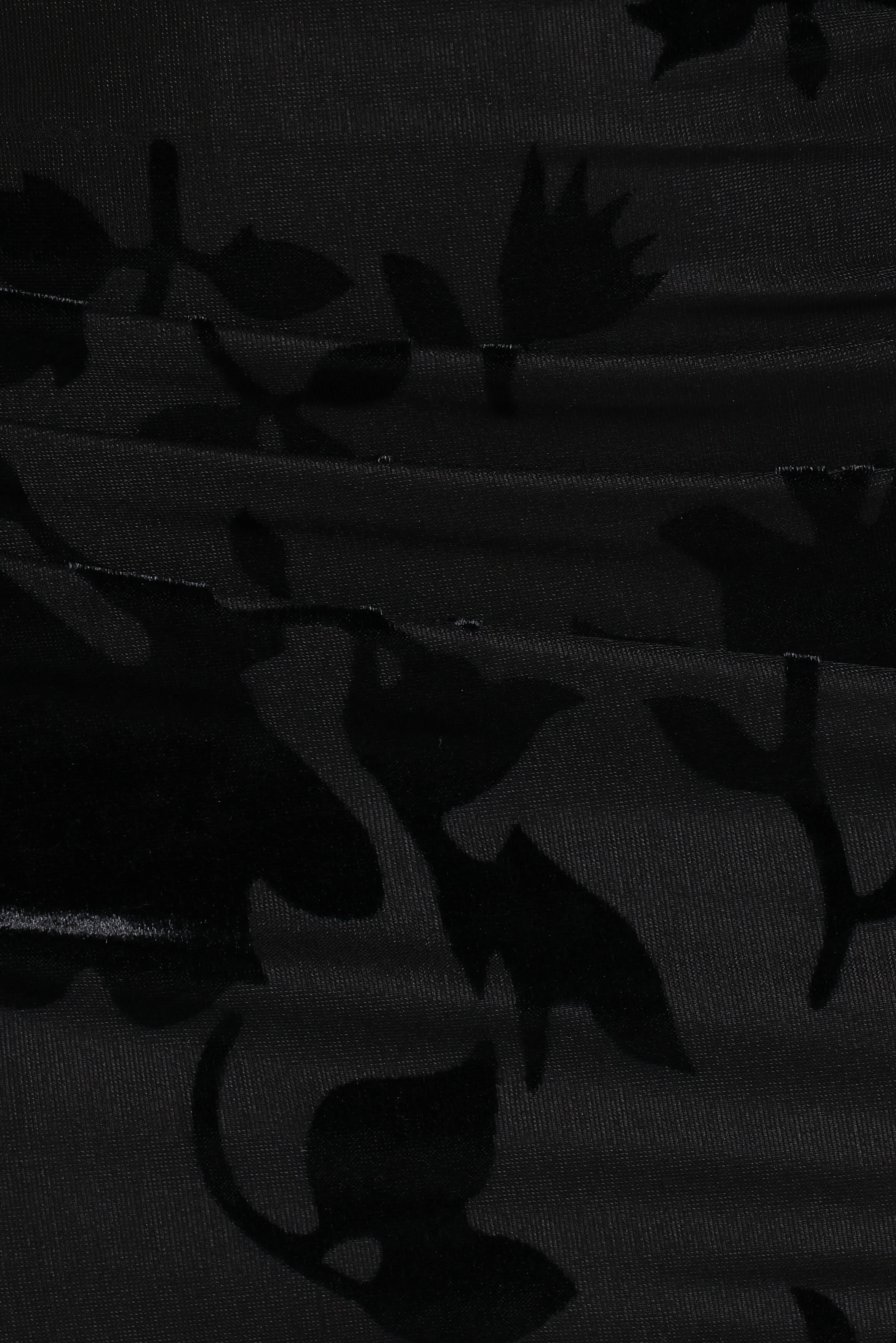 Emily Burnout Velvet Skirt Black