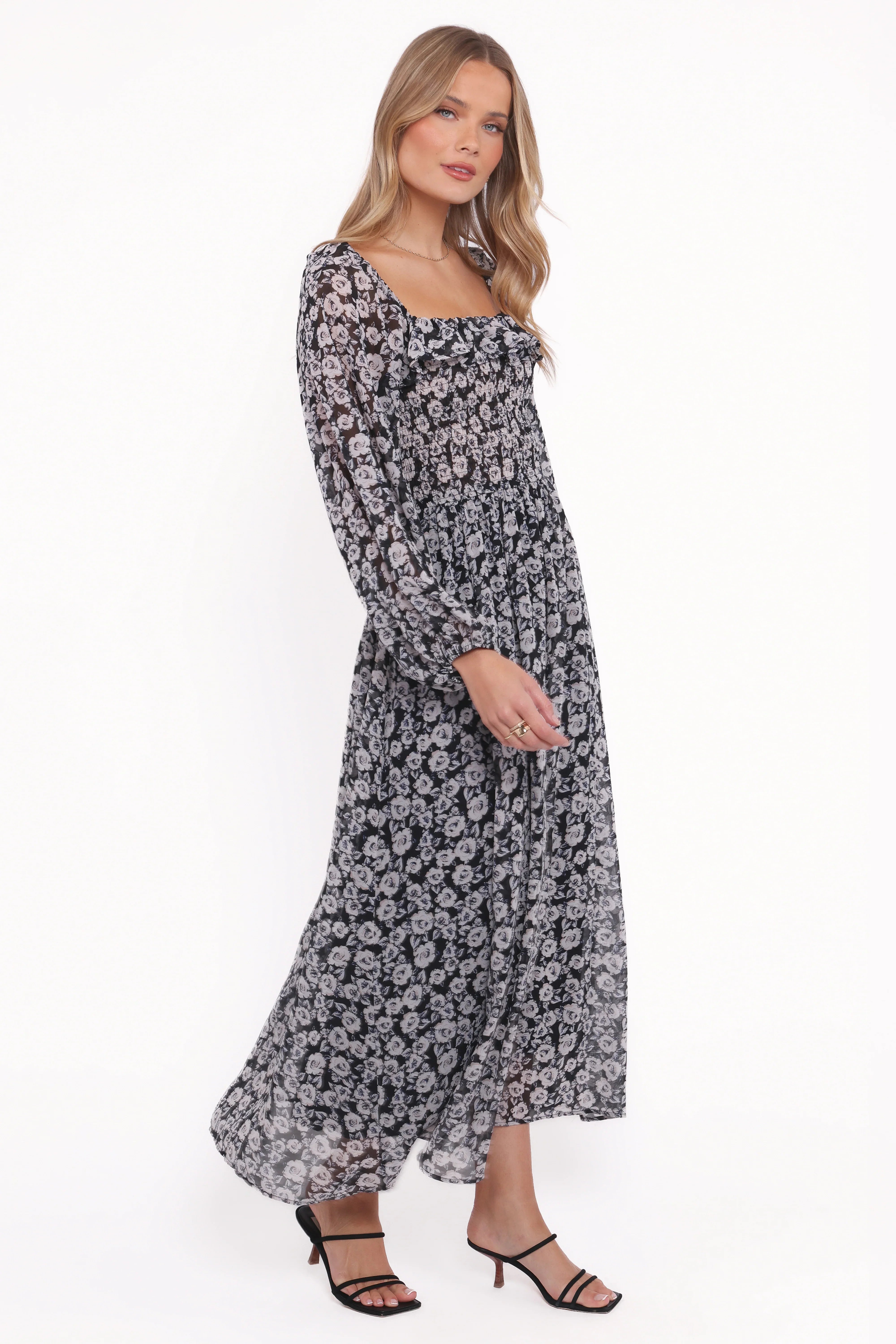 Faith Long Sleeve Maxi Dress Black Floral