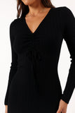 Irene Long Sleeve Midi Dress Black
