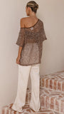 Zinnie Sequins Off Shoulder Top Mocha