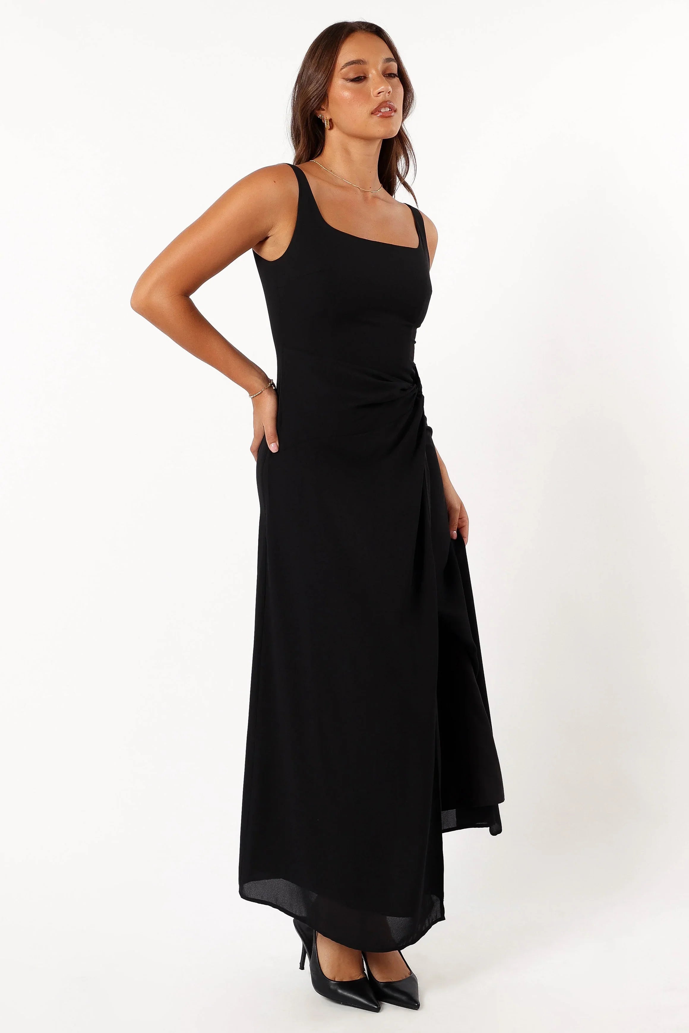 Nadea Faux Wrap Maxi Dress Black