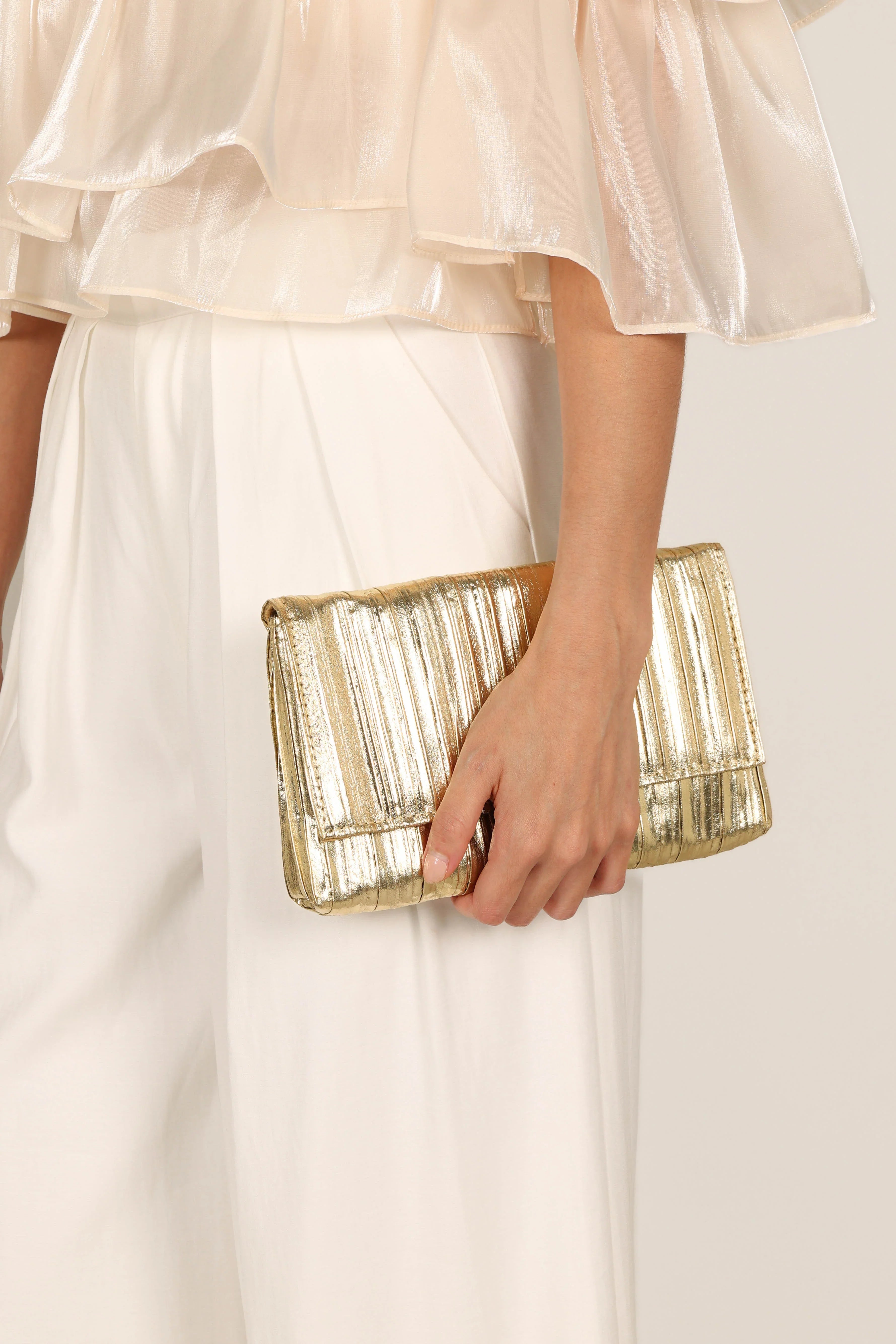 Gemma Ruched Clutch Gold