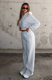 Stay Lifted Wide Leg Sweatpants Dark Grey Marle