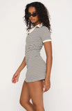 Say It Out Loud Mini Dress Blue Green Stripe