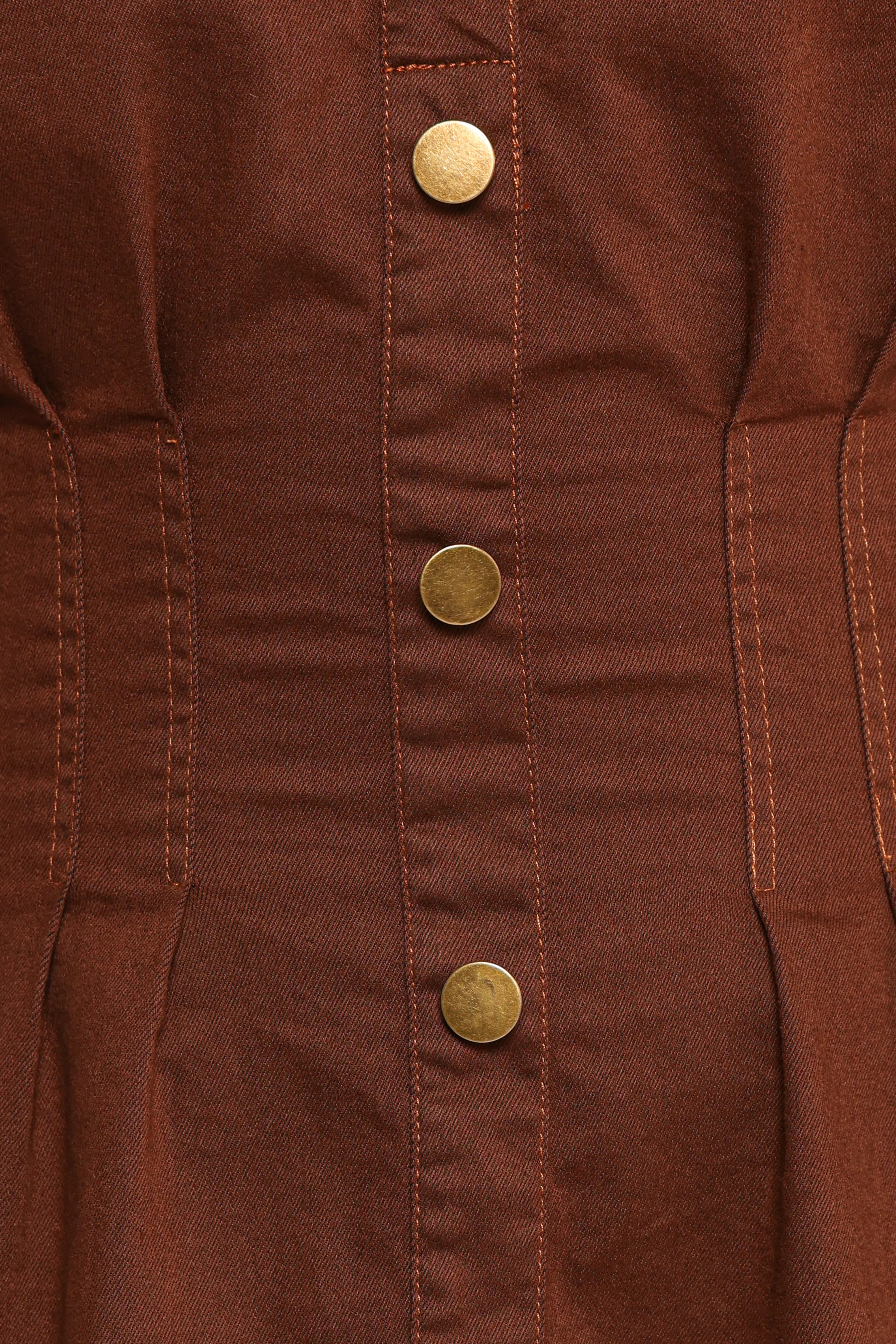Phoenix Long Sleeve Mini Dress Brown Denim