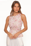 Limona Peplum Top Blurred Pink Floral