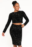 Leilani Midi Sequin Skirt Black