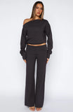 Cant Find The Words Knit Pants Charcoal