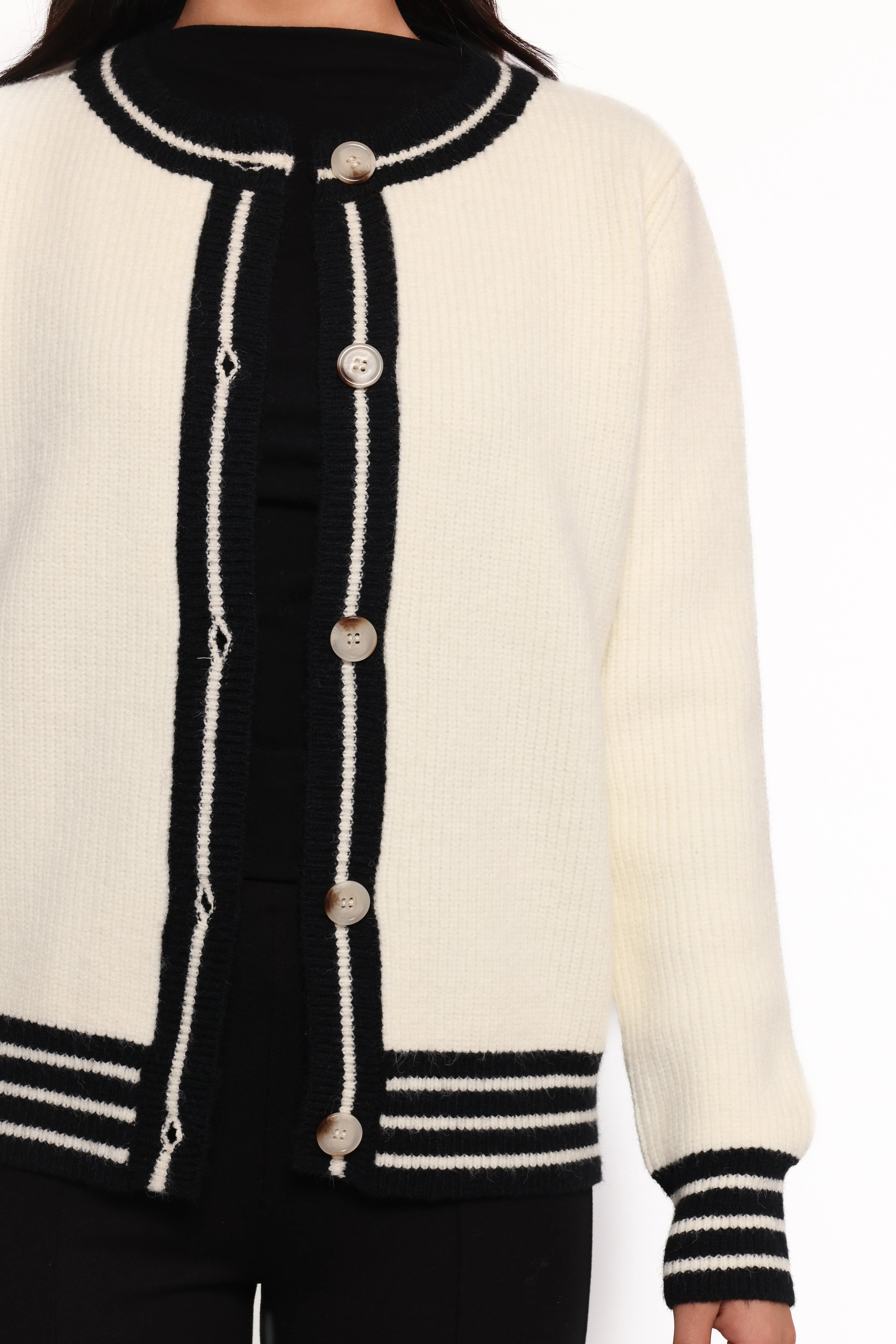 Yorkshire Contrast Hem Cardigan Cream