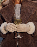 Vionae Vegan Leather Faux Fur Trim Gloves