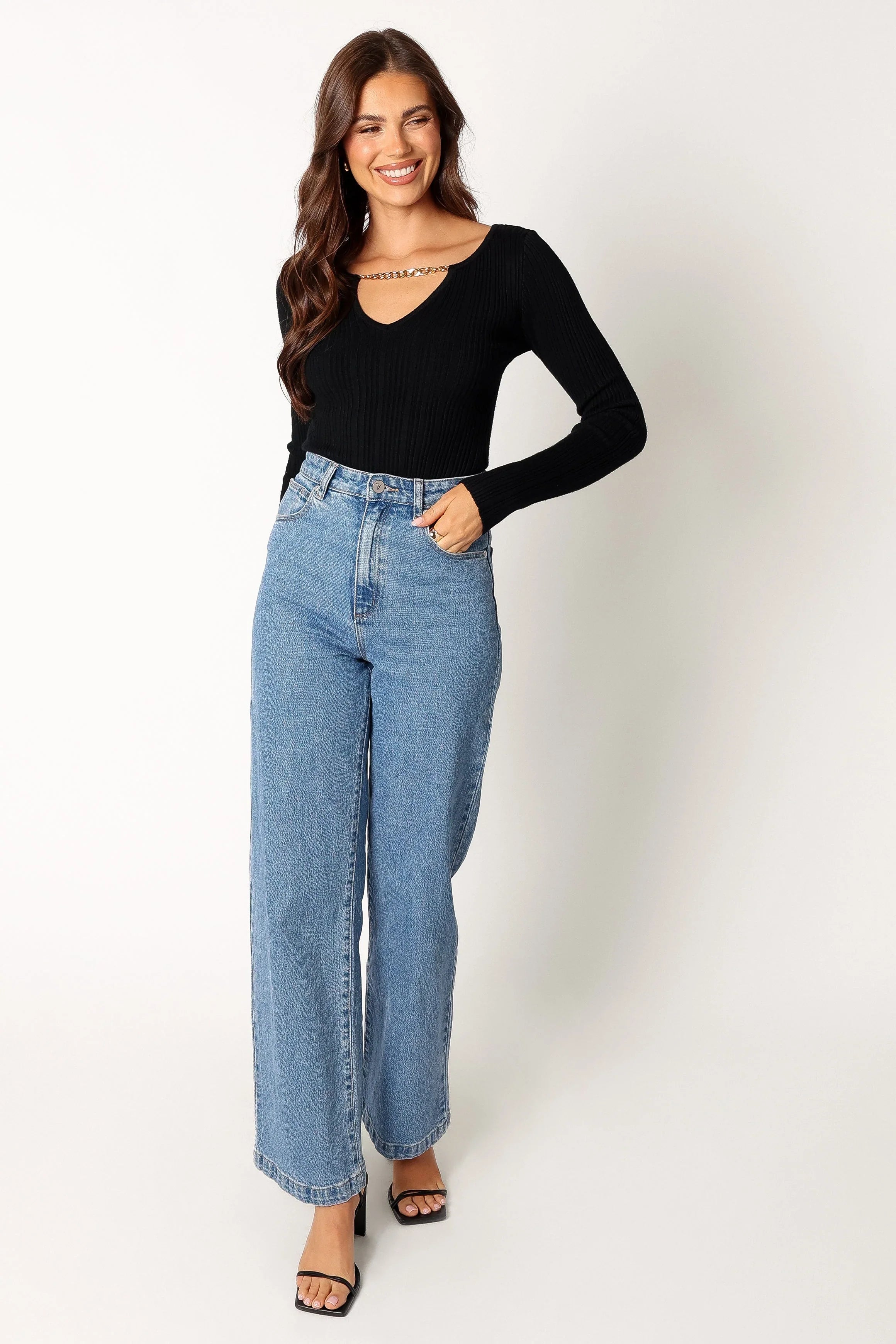 Ace Long Sleeve Knit Bodysuit Black