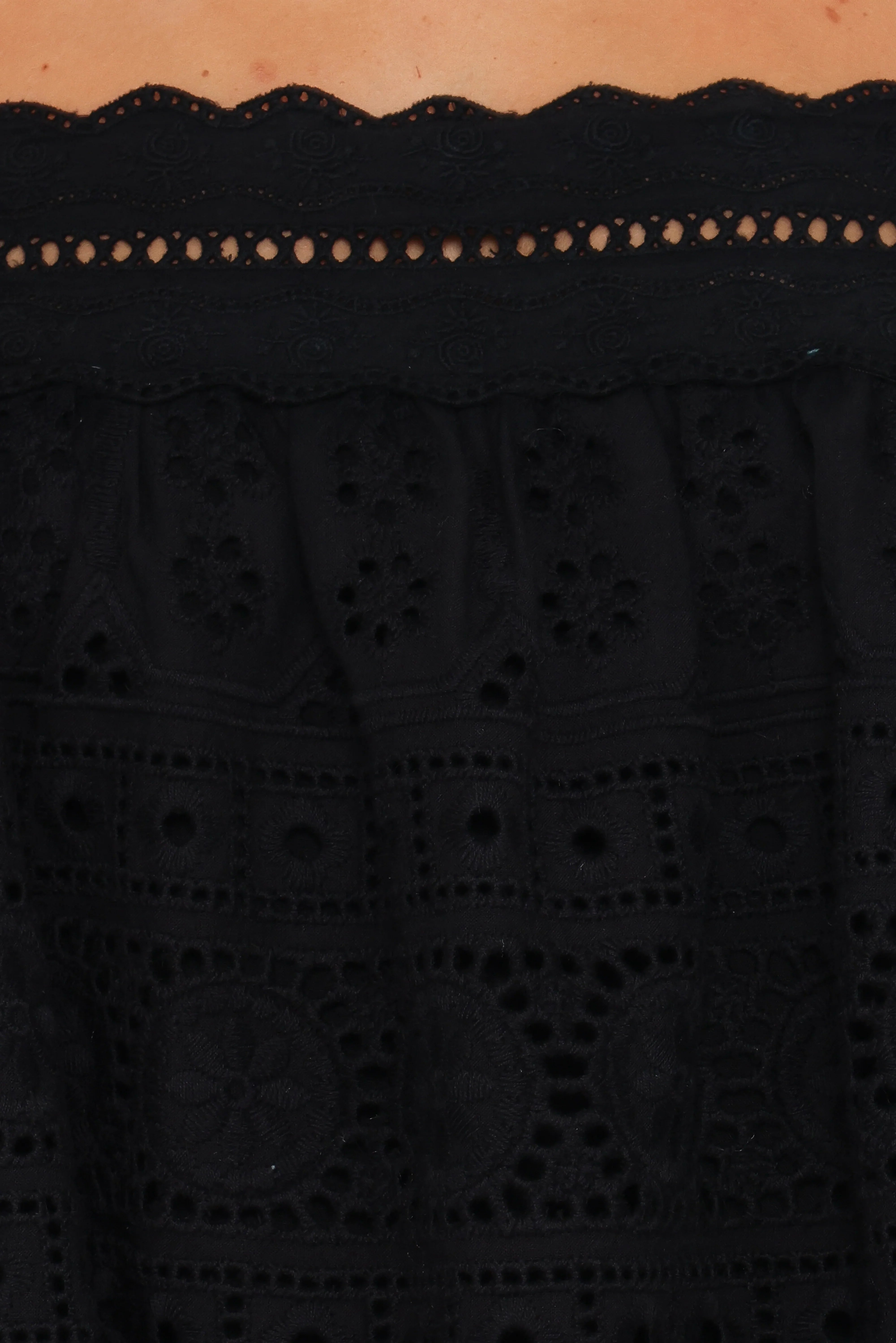 Aideen Eyelet Top Black
