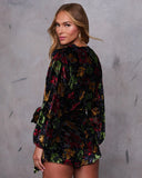 Come On Over Wrap Tie Velvet Romper