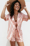 Aaliyah Tie Front Top Pink Stripe