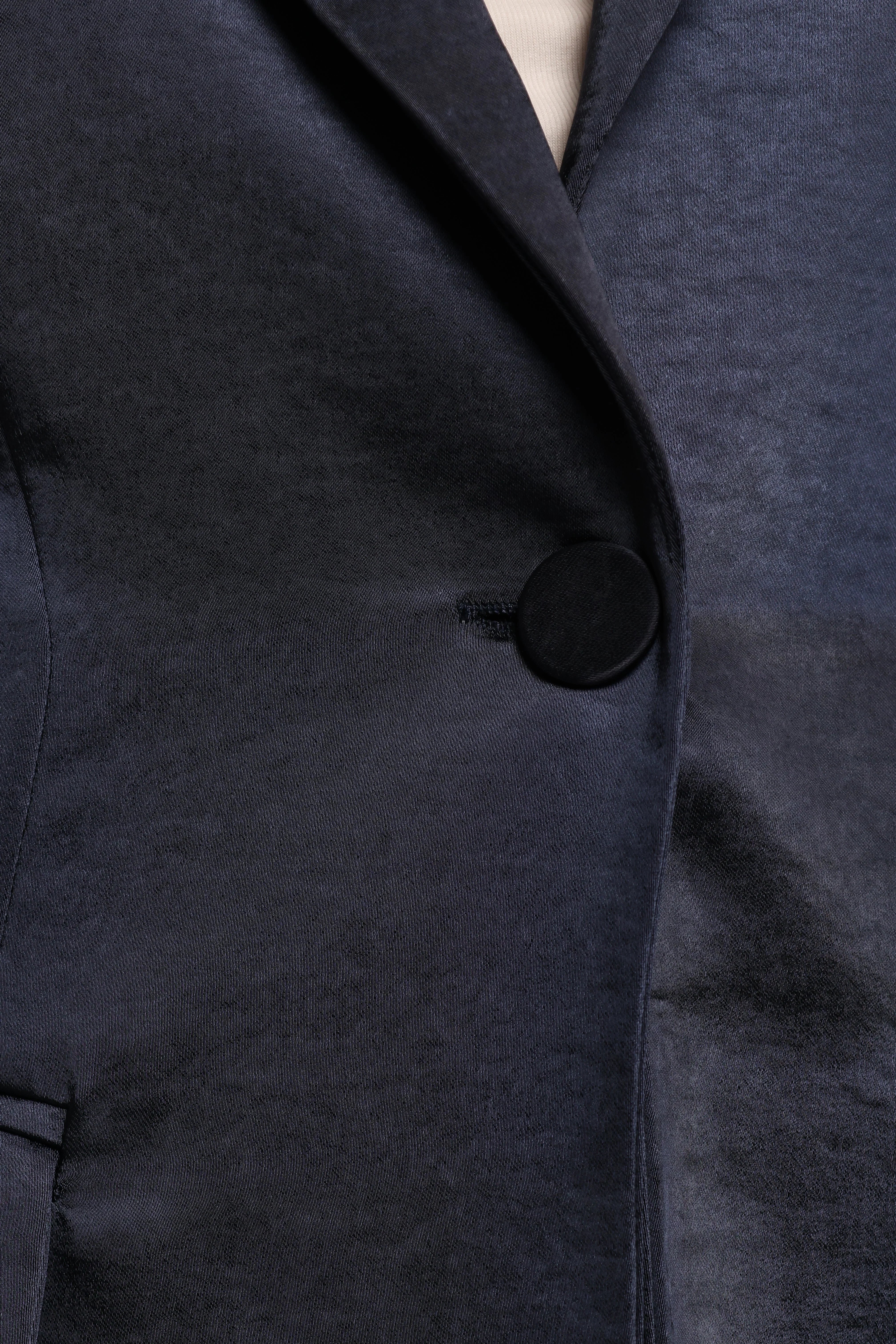 Williams Single Button Matte Satin Blazer Navy