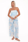 Lourdes Wide Leg Pant Blue Hibiscus