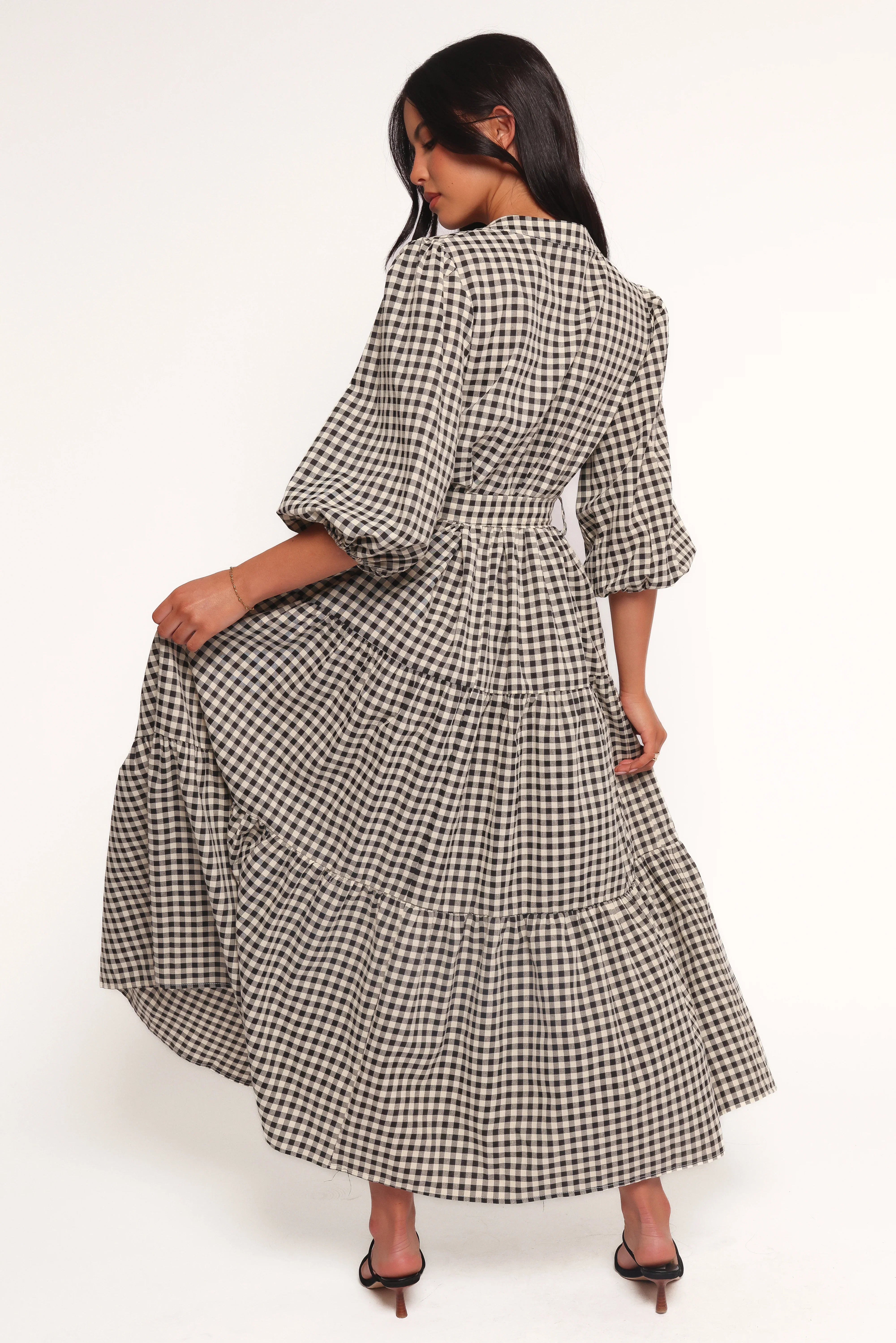 Dixon Maxi Dress Black Cream Gingham