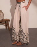 Riviera Nights Tropical Paisley Print Wide Leg Pants