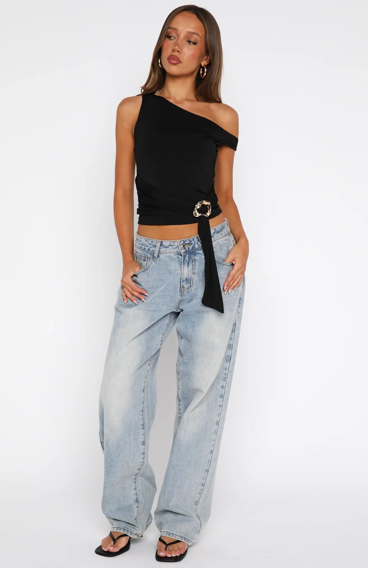 Stuck In A Dream Off Shoulder Top Black