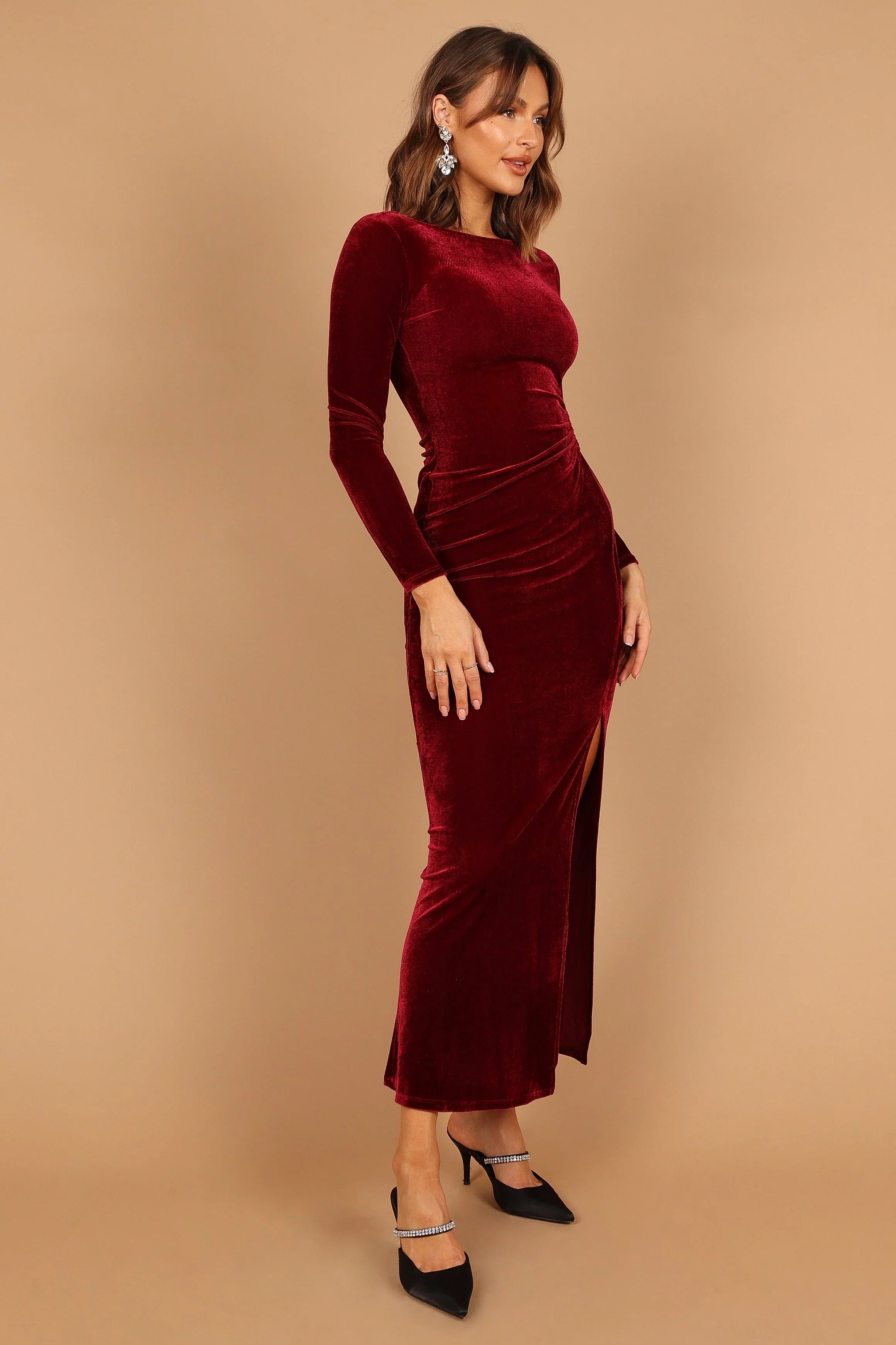 Sarine Long Sleeve Maxi Dress Wine