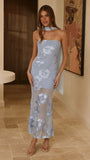 Veya Strapless Maxi Dress Blue