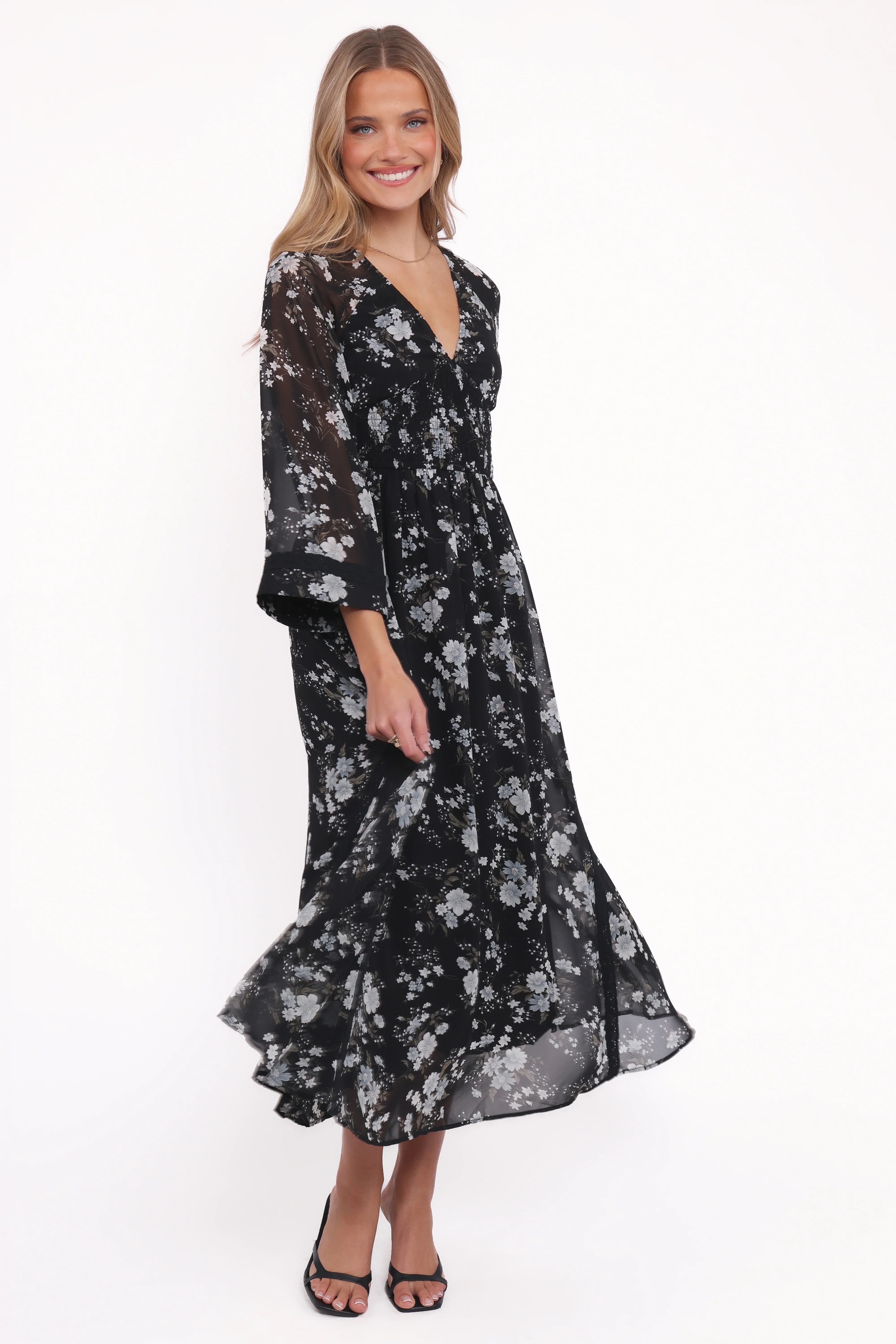 Mavis Long Sleeve Maxi Dress Black Floral