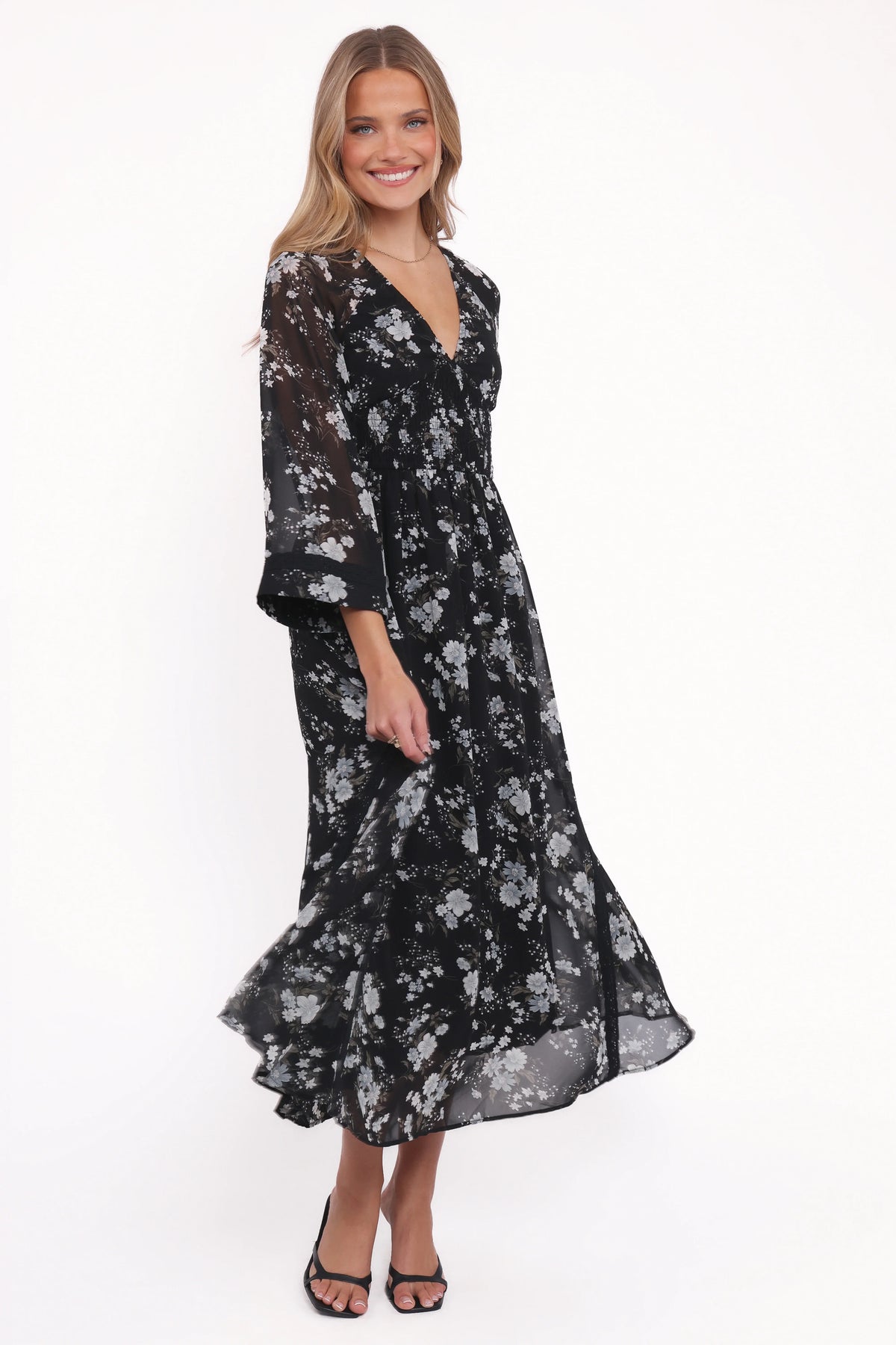 Mavis Long Sleeve Maxi Dress Black Floral