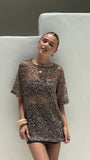 Zinnia Oversized Sequins Tee Mocha