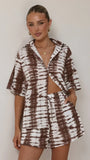 Ravenna Button Up Shirt and Shorts Set Chocolate Tie Dye