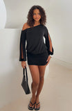 The Duchess Long Sleeve Mini Dress Black