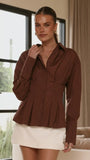 Riley Long Sleeve Top Brown