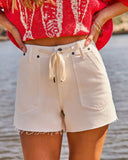 Jayah Drawstring Mid Rise Denim Shorts