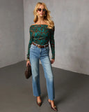 Ashen Lark Flocked Off The Shoulder Top