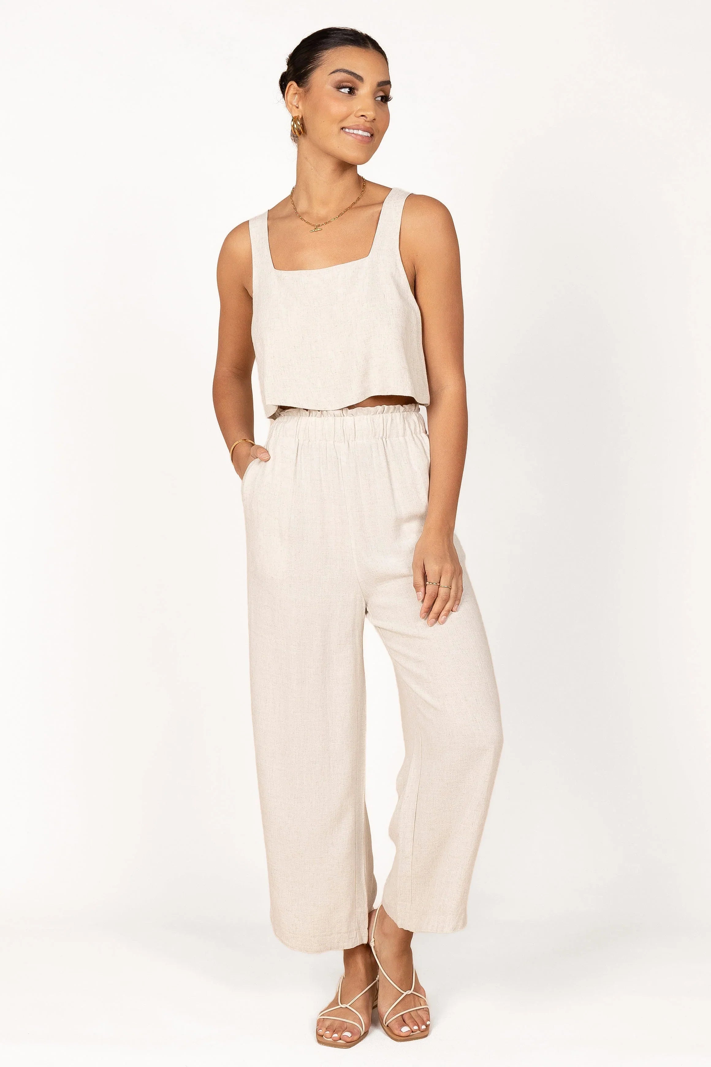 Eleanor High Waisted Pants Beige